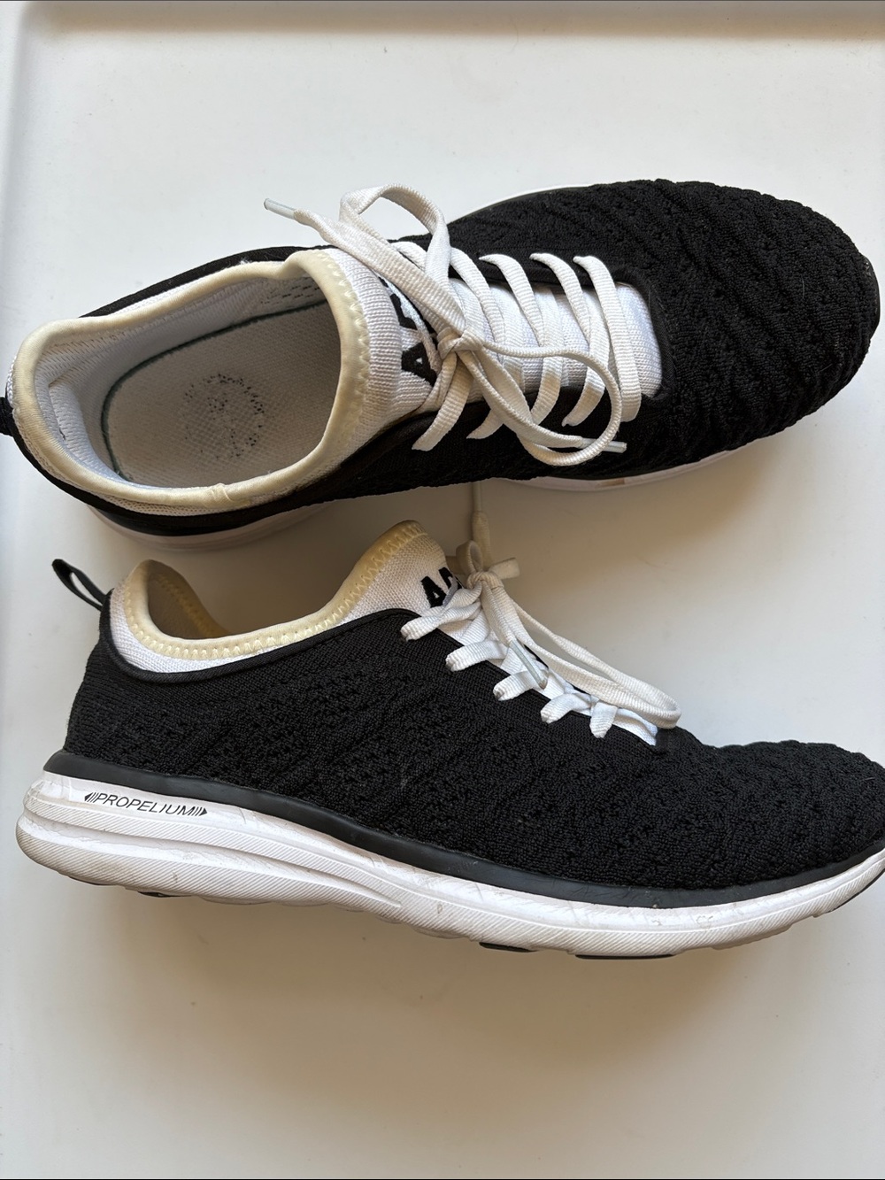 APL Techloom Black and White Knit Workout Trainer Sneaker Size 9